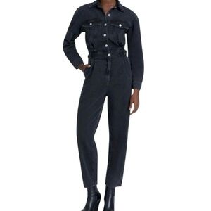 7 for All Mankind Black Denim Balloon Sleeve Jumpsuit | X-Small NWT